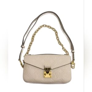 Authentic Louis Vuitton Monogram Empreinte Beige Pochette Metis 2wayBag Bx